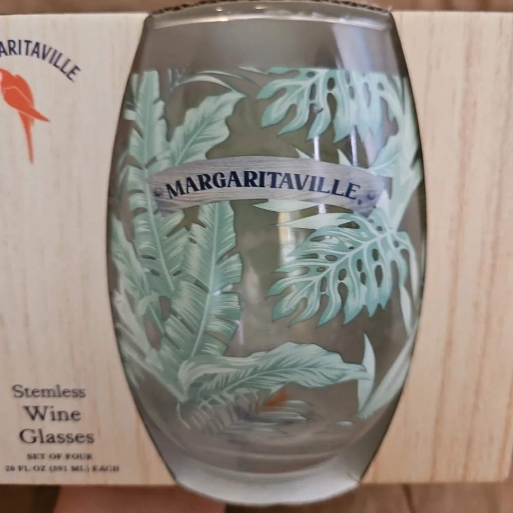 Jimmy Buffett Margaritaville Stemless Wine Glasses, 20 oz. Box Set of 4 - Picture 6 of 7